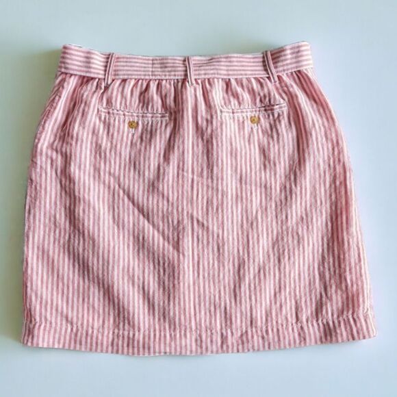 Talbots Linen Cotton ‎ Striped Full Belted Lined Skirt Coastal Summer Classic 10 - Picture 5 of 9